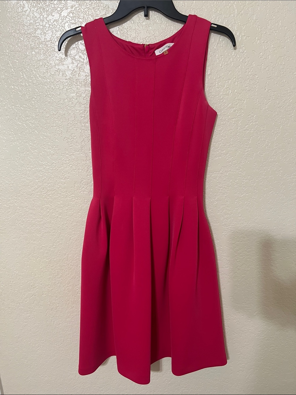 Calvin Klein Sleeveless Bright Fuchsia Skater Dress